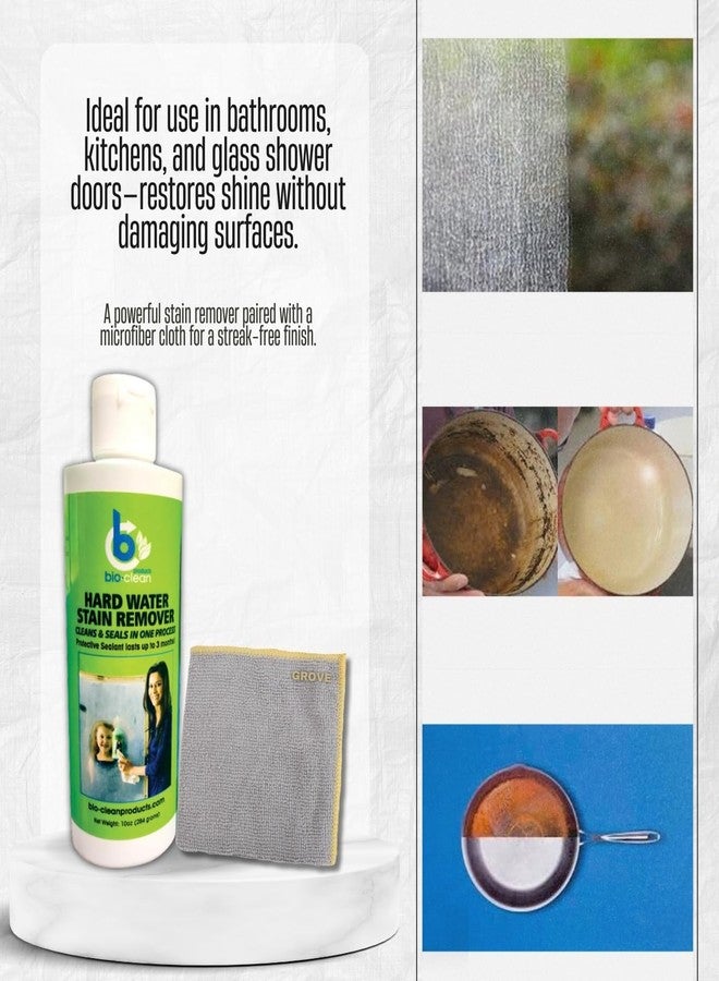 GROVE 2x Bio-Clean 10 oz Hard Water Stain Remover Bundle with Microfiber Cloth – Removes Mineral Deposits and Spots from Glass, Tile, and Chrome Surfaces – Gift Set (3 Items) - Image 3